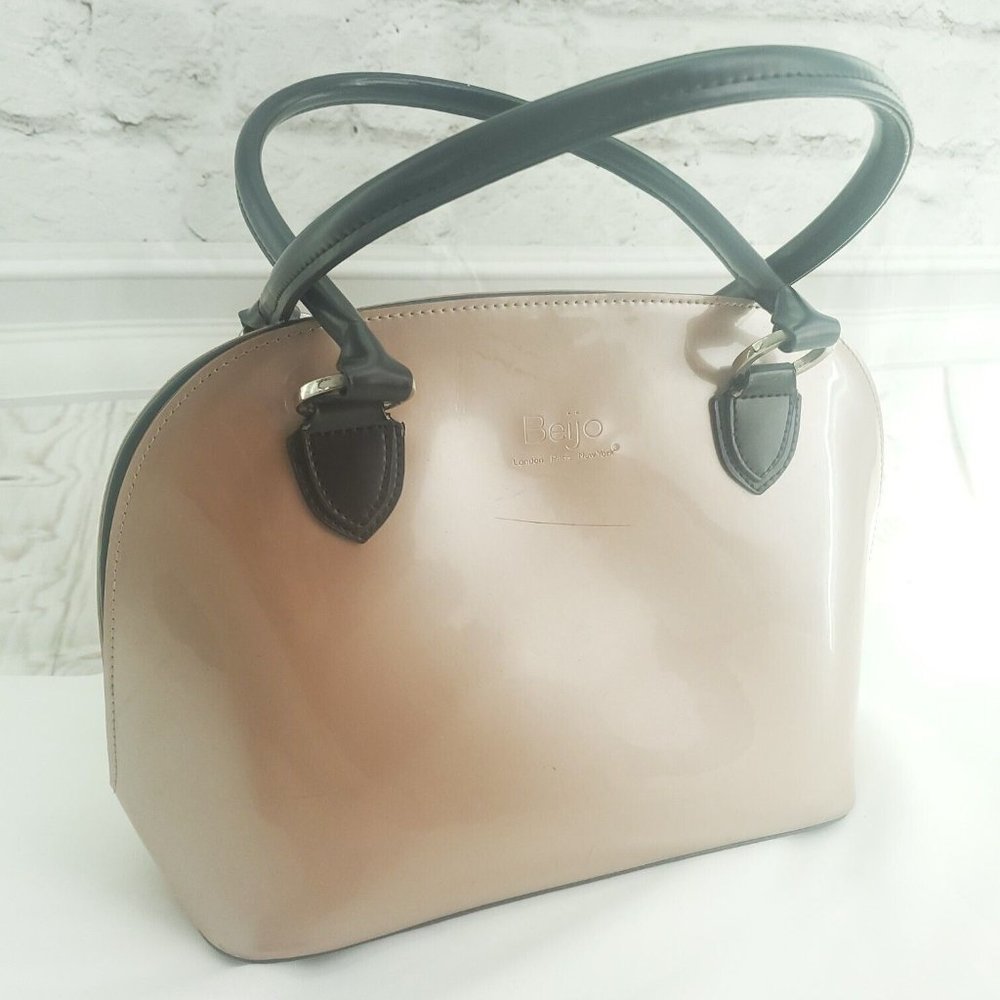 Beijo Womens Brown Leather Double Handles Zip Around Inner Compartments Handbag